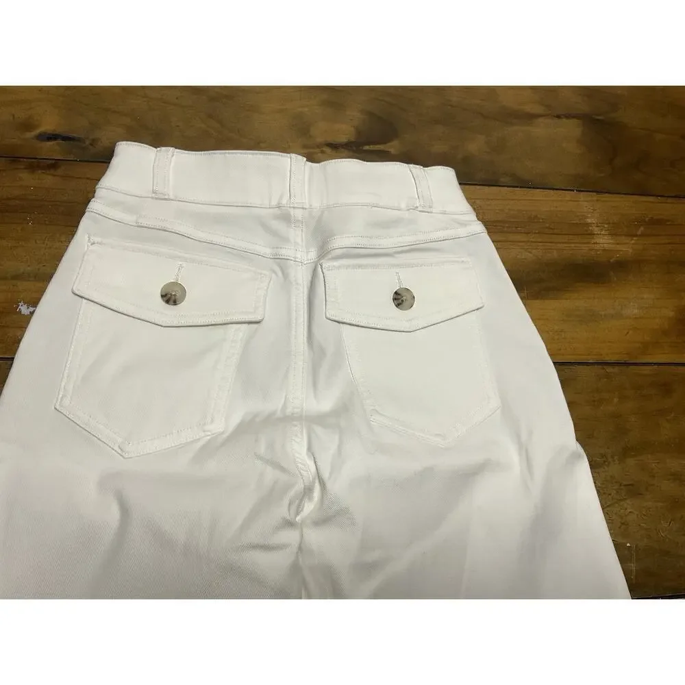 SPANX Stretch Twill Cropped Wide Leg Pant Bright White Size XS NWT